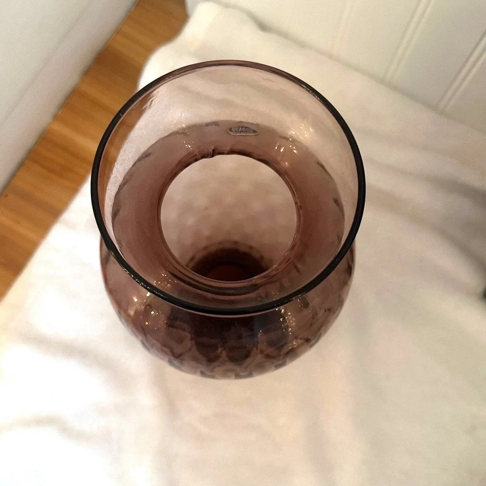 Vintage Ucagco Glass Vase Decor Purple Excellent Italian‎ Thumbprint Optic MCM